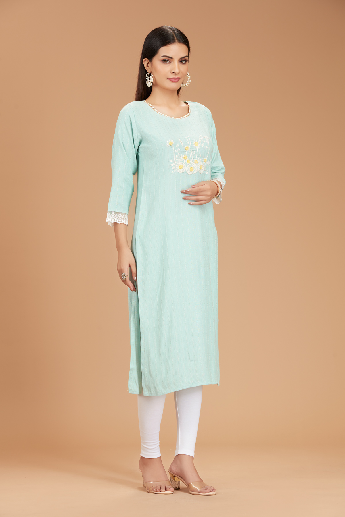 Blue Straight Printed kurti